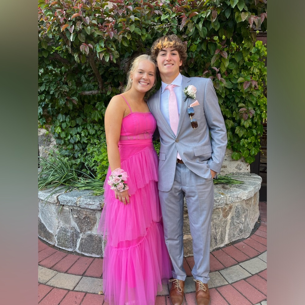 PINK TIERED PROM DRESS